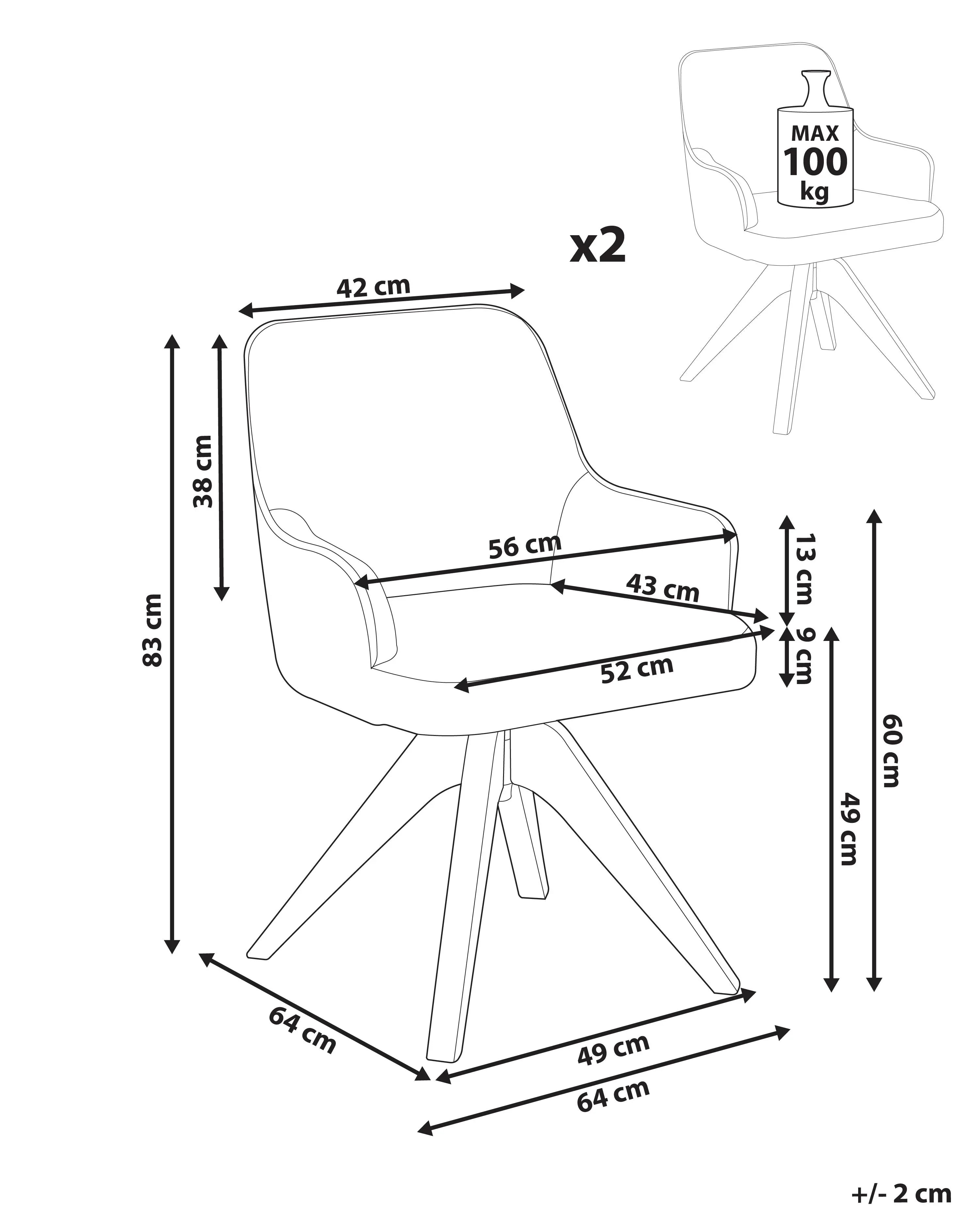 Lot de 2 chaises de salle à manger larges Bouclé blanc cassé
