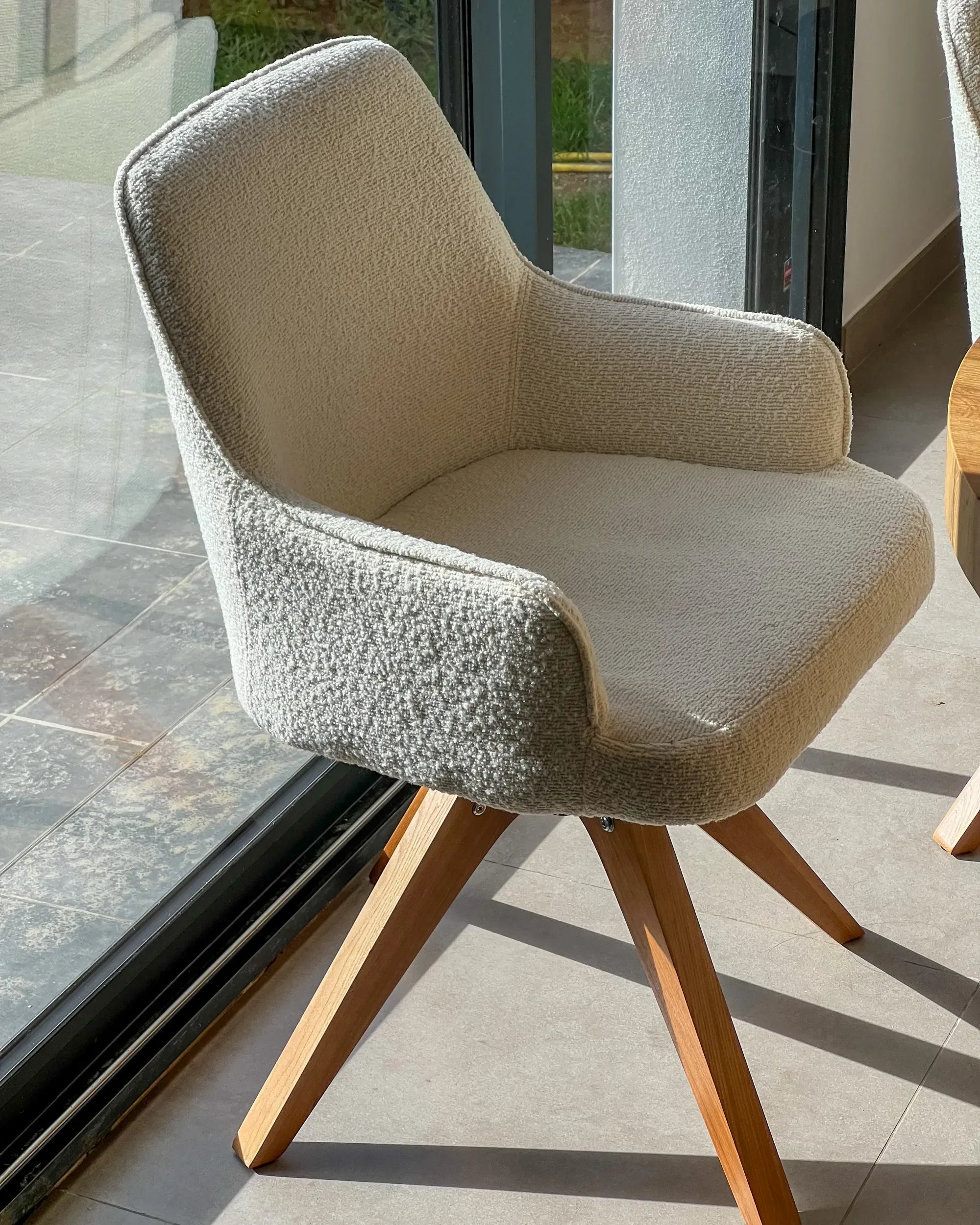 Lot de 2 chaises de salle à manger larges Bouclé blanc cassé