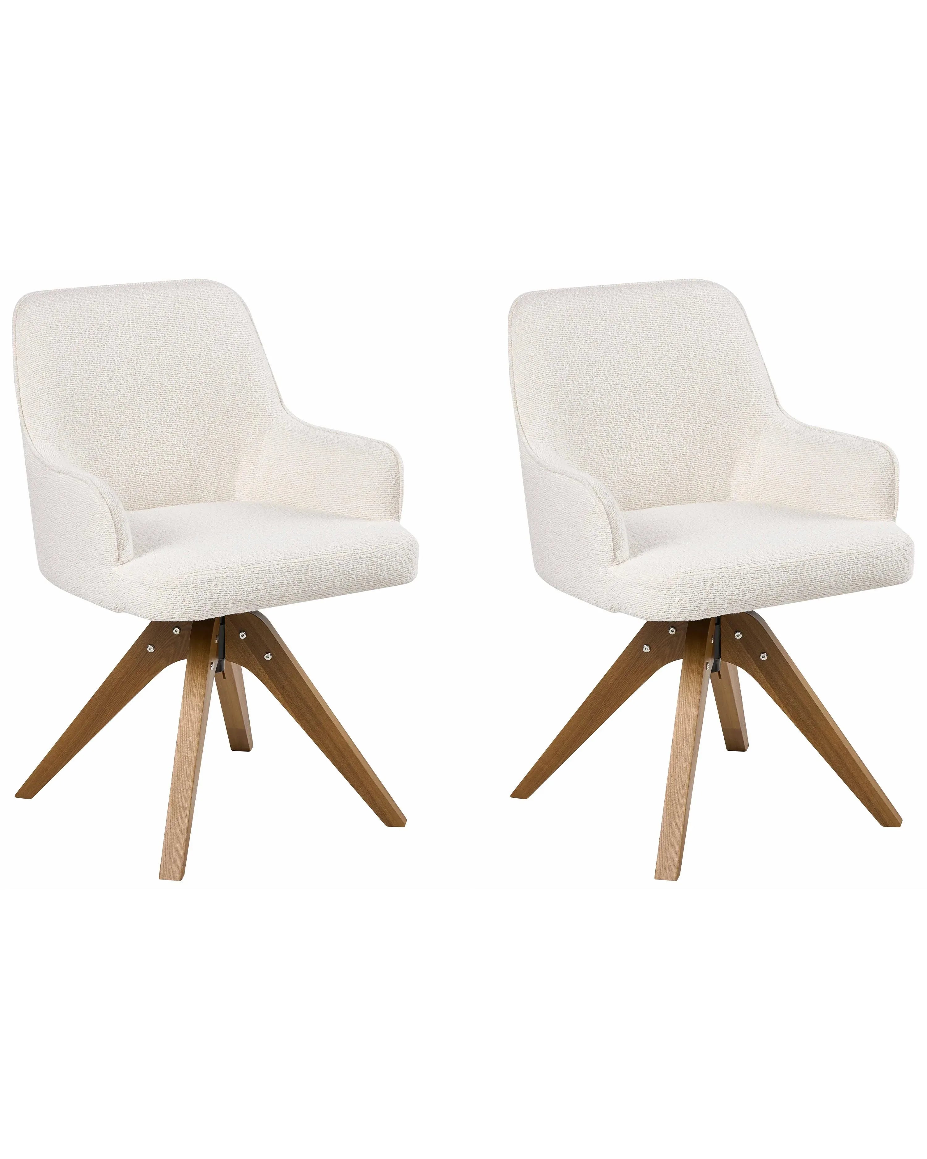 Lot de 2 chaises de salle à manger larges Bouclé blanc cassé