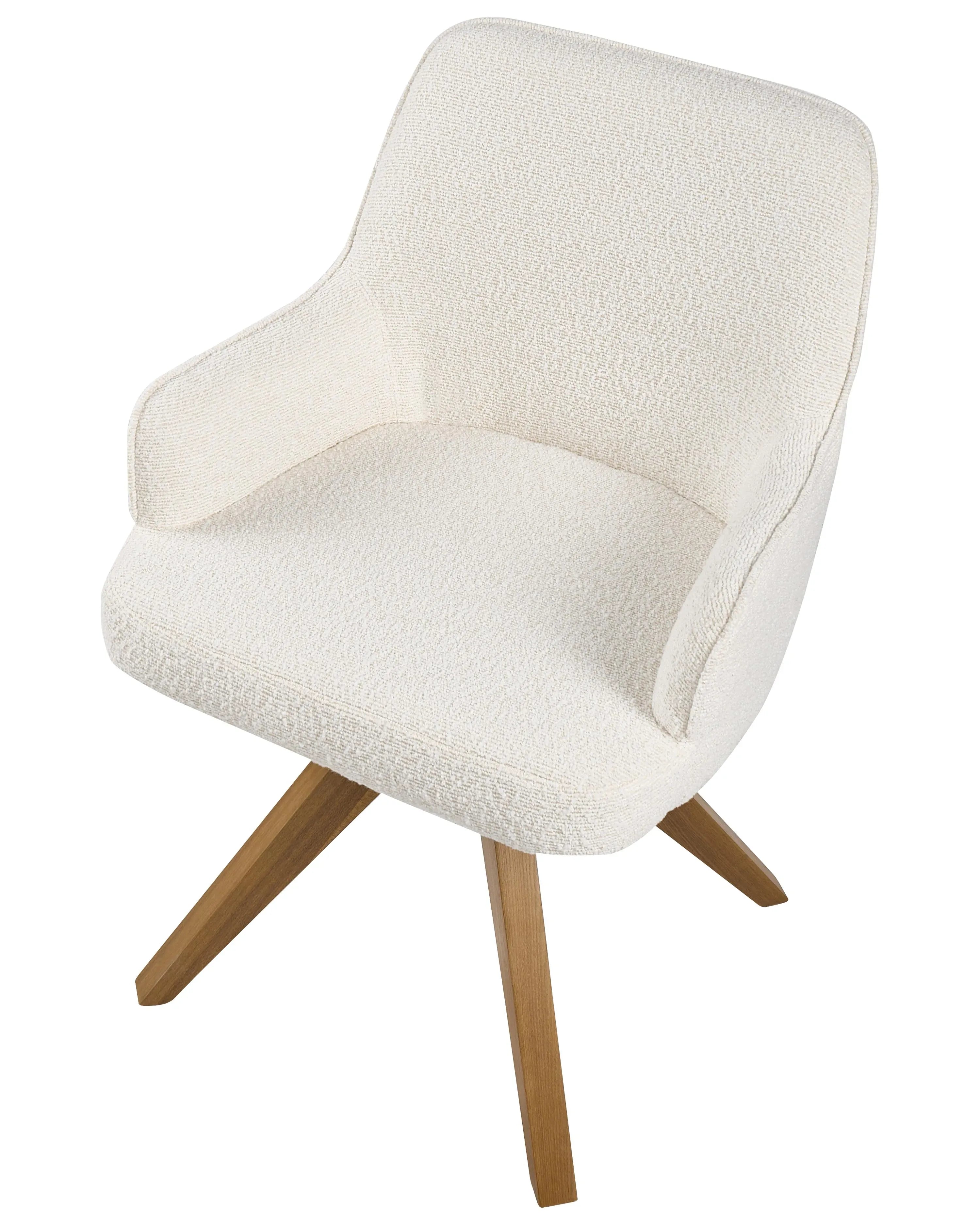 Lot de 2 chaises de salle à manger larges Bouclé blanc cassé
