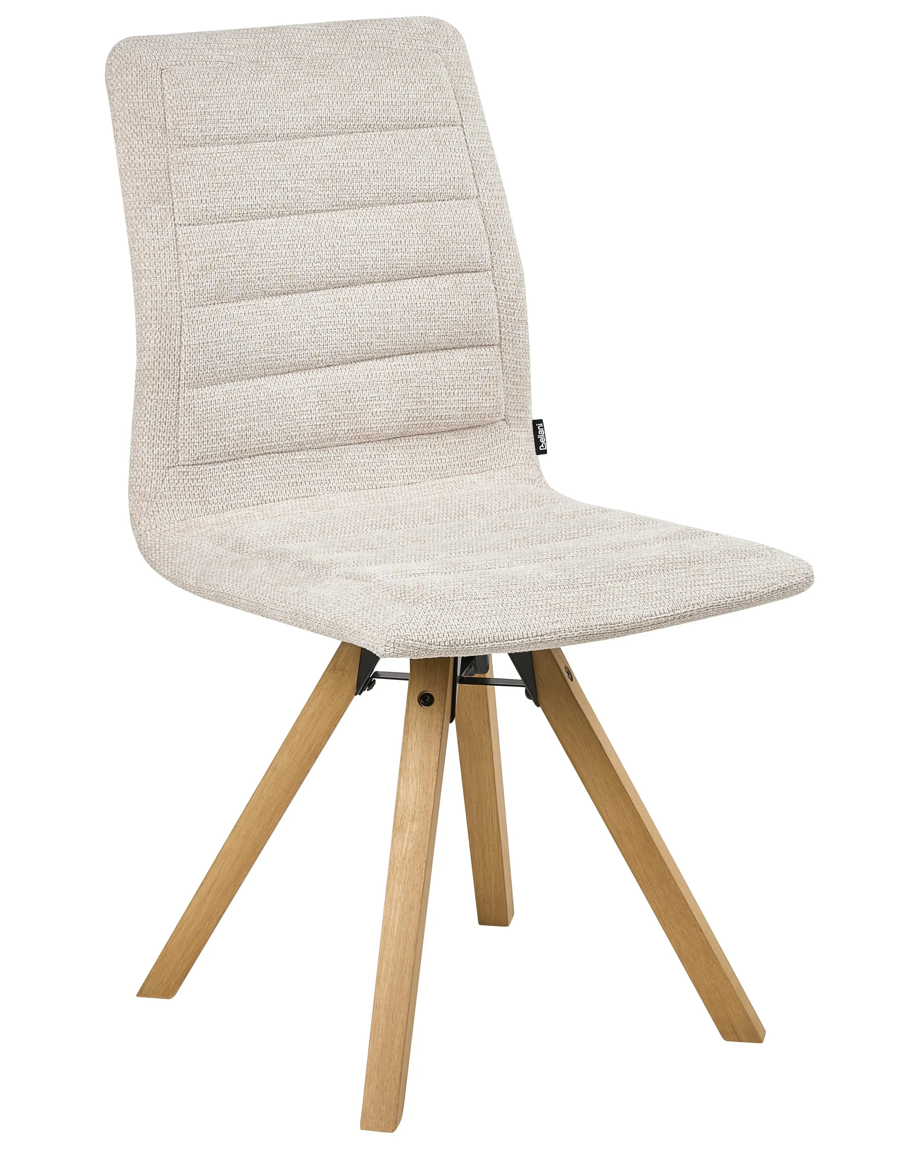 Lot de 2 chaises de salle à manger en tissu beige clair avec accoudoirs