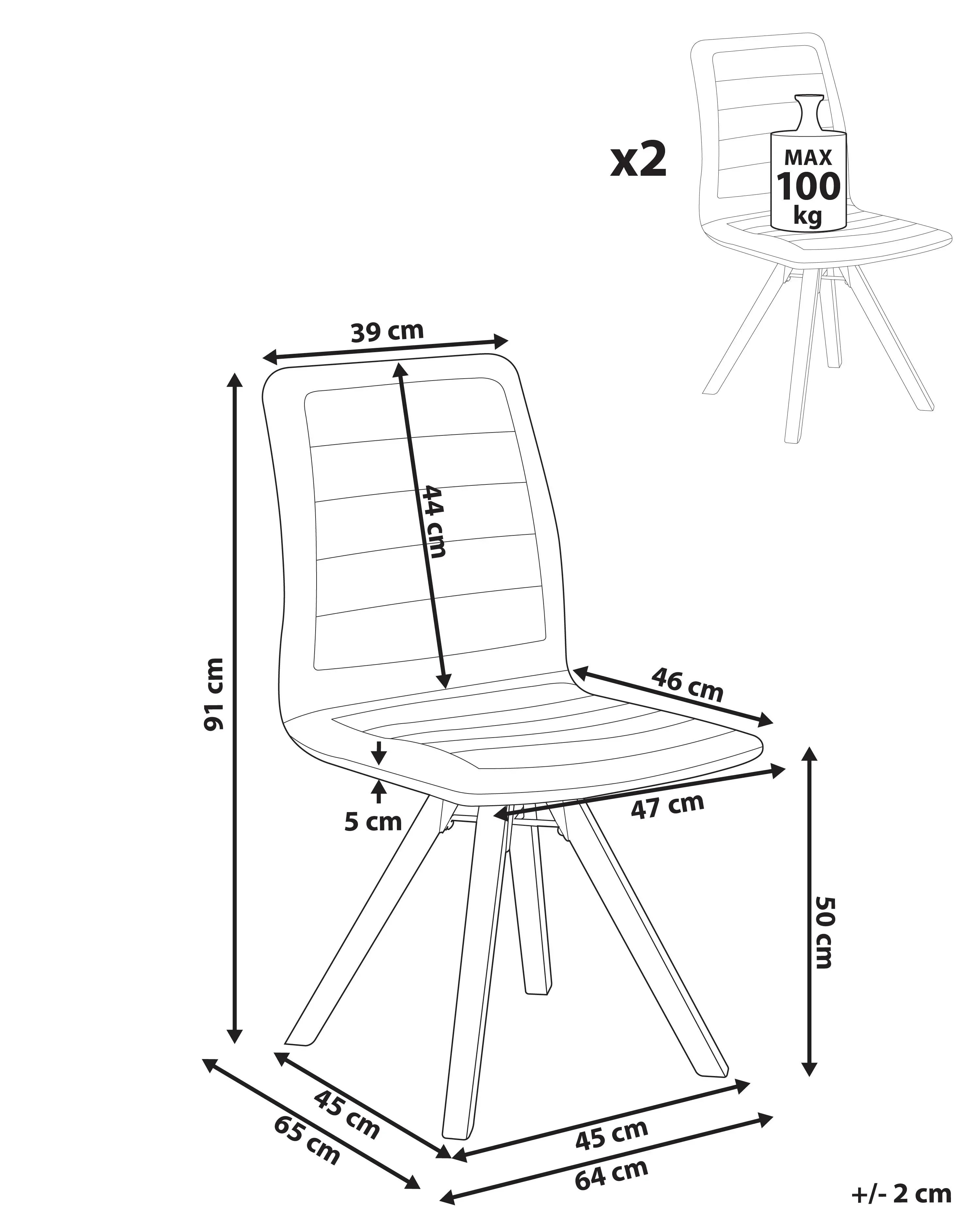 Lot de 2 chaises de salle à manger en tissu beige clair avec accoudoirs