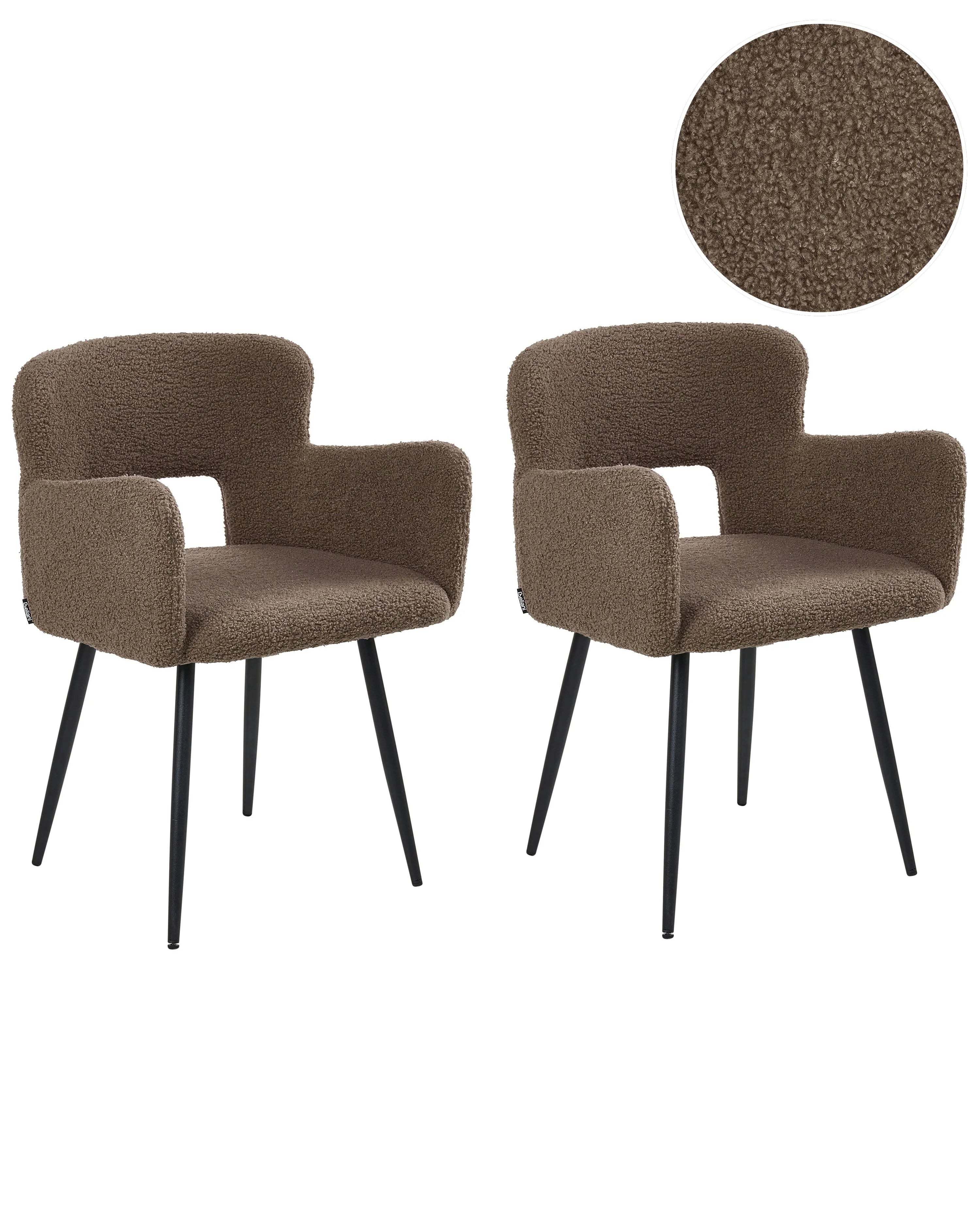 Set di 2 sedie da pranzo SANILAC Boucl Marrone