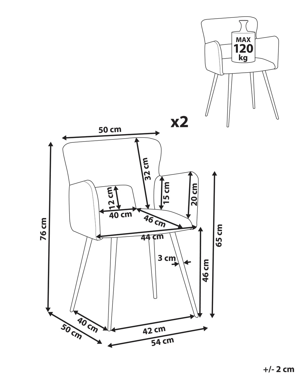 Lot de 2 chaises de salle à manger en bouclé marron