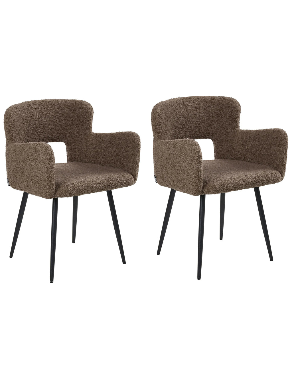 Lot de 2 chaises de salle à manger en bouclé marron