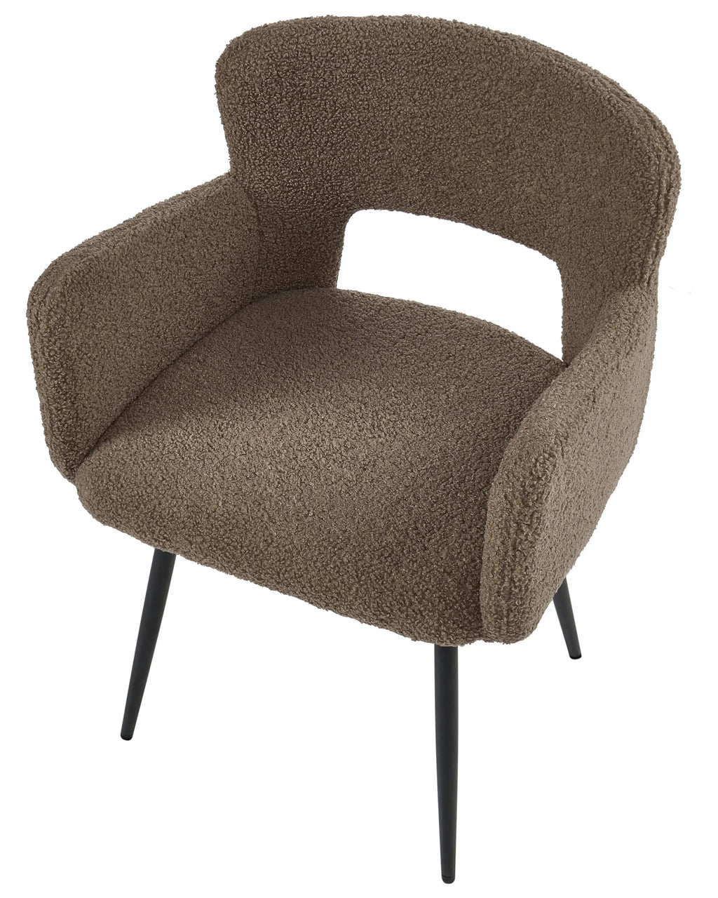 Lot de 2 chaises de salle à manger en bouclé marron