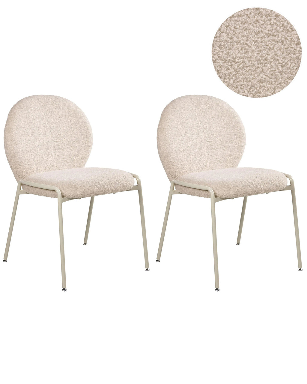 Set di 2 sedie ELLIE Boucl Beige chiaro